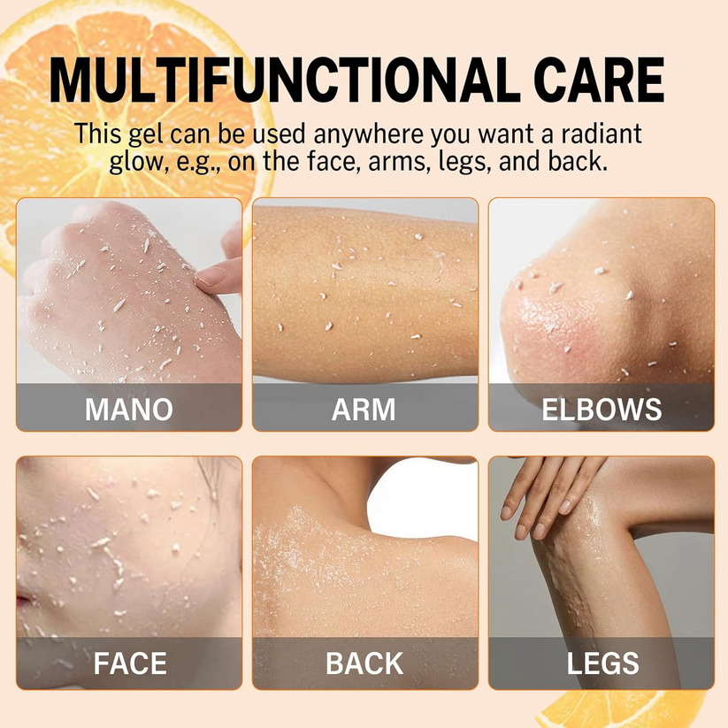 Orange enzyme exfoliating gel body care routine